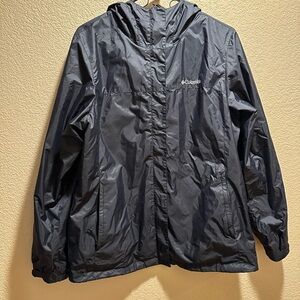 Columbia Black Hooded Rain Coat